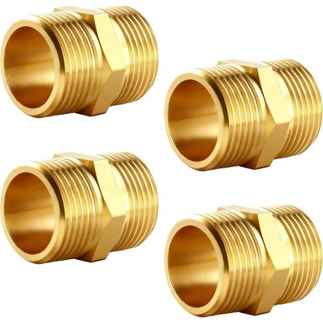 Mamelon Double - 4 Pièces - Laiton - Filetage Extérieur 3/4 Pouces - Résistant Haute Pression - Plomberie Eau Potable (1/5)
