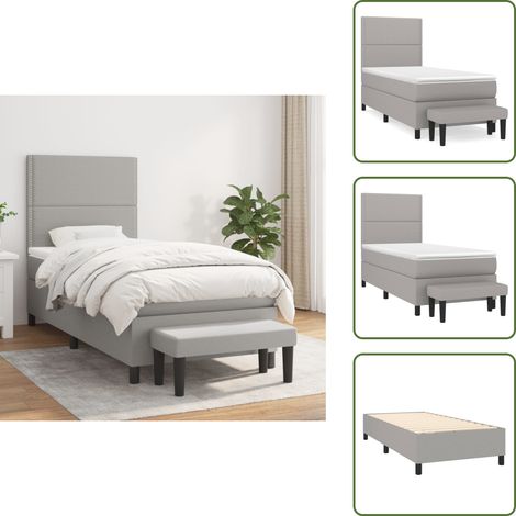Boxspringbett mit Matratze Hellgrau 100x200 cm Stoff - Boxspringbett - Doppelbett - Bettenrahmen - Schlafsofa - Hellgraues Bett (1/5)
