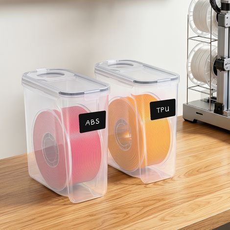 Jiubiaz Filament Aufbewahrungsbox 4L für 3D-Druck, 2er Set, transparent-schwarz, feuchtigkeitsgeschützt (1/4)