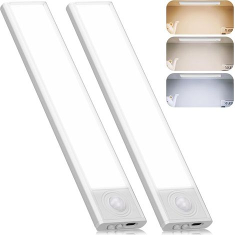 Closet Lamp with Motion Sensor, 2 Piece Wireless USB Rechargeable Closet Light, 3 Lighting Modes Night Light, Magnetic LED Lighting for Kitchen Cabinet Cupboard, 20CM [Energy Class A] (1/5)