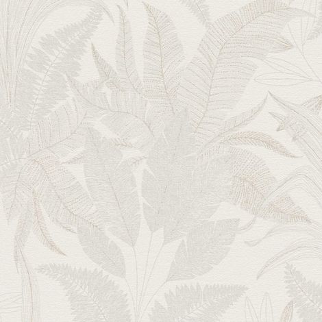 Empapelado estilo country Profhome 396542 papel pintado no tejido ligeramente texturado con ornamentos florales mate crema beige 5,33 m2