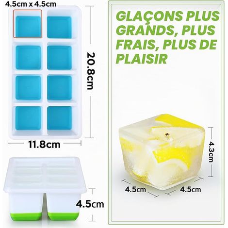 Ice Cube Tray, Silicone Ice Cube Tray with Lid for Drinks, Whiskey and Baby Food, Stackable Ice Cube Mould Reusable, Easy to Remove (Blue) (1/4)