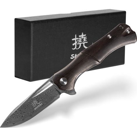 Shiori 撓 Mori: un cuchillo de caza hecho de acero de Damasco. (1/5)