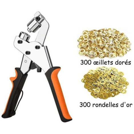 Pince emporte pièce, Pinces à oeillets, kit professionnel de perçage à oeillets, 300 pièces (diamètre intérieur 10 mm) pinces de montage à oeillets métalliques (1/4)