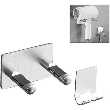 Support de sèche-cheveux en aluminium sans perçage, pour toilettes ou salle de bain.