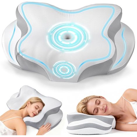 Coussin de nuque - Oreiller en mousse à mémoire de forme - Coussin de sommeil ergonomique - Coussin de soutien de la nuque pour dormir sur le côté, le dos et le ventre (1/5)