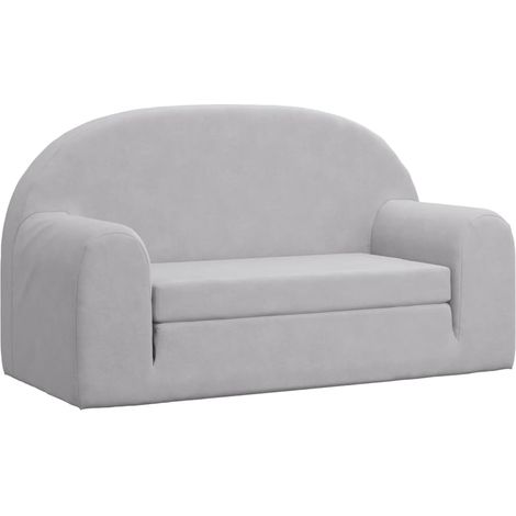 Sofá cama de niños 2 plazas felpa suave gris claro vidaXL