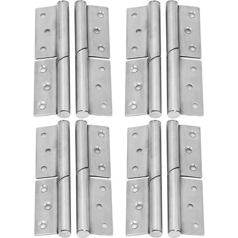 Ensemble de 8 charnières en acier inoxydable, charnières relevables, charnières de porte amovibles, accessoires de quincaillerie pour la maison (1/5)