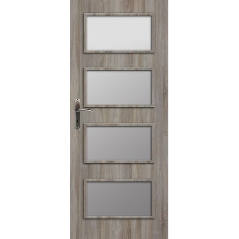 Porte d'intérieur vitrée KANADA chêne Sonoma en plusieurs dimensions - Poussant: Droit - Largeur porte: 70 cm