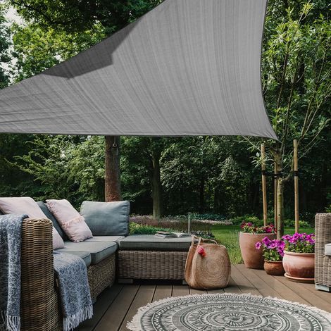 1 Voile d'ombrage, HDPE, Triangulaire 4x4x4m, Protection UV, Gris Graphite, pour Jardin Terrasse Patio