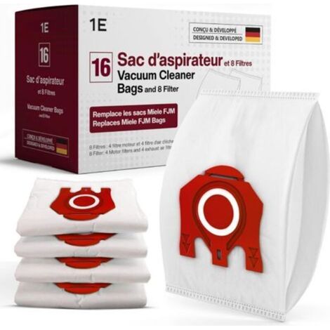 16 sacs pour aspirateur [Compact C2 & C1, Complete C1] – remplace FJM – inclut 4 filtres moteur & 4 filtres d’échappement [séries S6000, S4000, S700, S500, S300 & S200] – remplace 9917710, 10408420 (1/5)