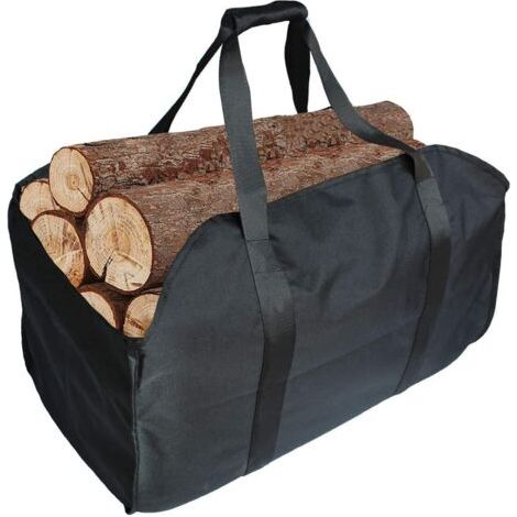 BUNTHAUS Sac à bois de chauffage de qualité supérieure, fabriqué en polyester, panier à bois portable, sac de cheminée pliable, sac de cheminée étanche (noir) (1/5)