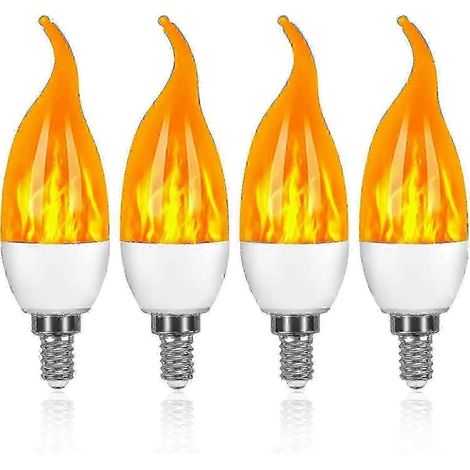 Ampoule LED AURA Effet Flamme E14 3W 3 Modes d'éclairage Ampoules décoratives effet flamme Lot de 4 ()