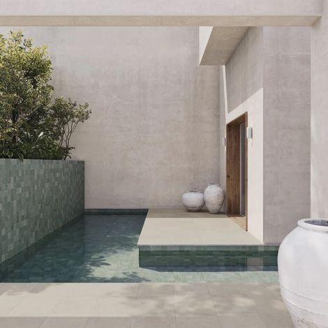 Carrelage Piscine Effet Pierre Vert SUKABUMI Green 11x11 cm - Les Carreux de Jean (1/5)