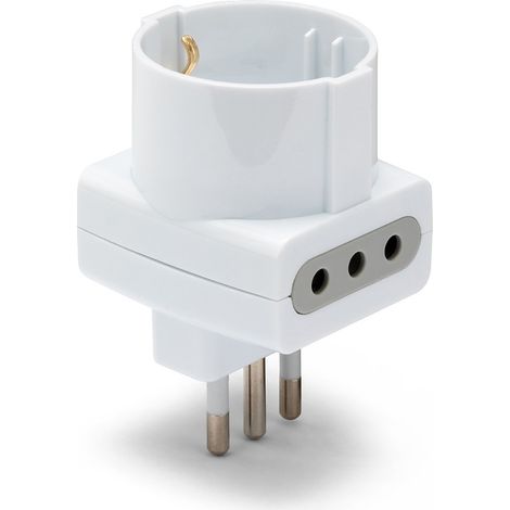 ADATTATORE TRIPLO SCHUKO/BIVALENTE 10A 2P+T - presa 10A 2P+T (1/2)