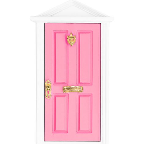 Porte de Poupée Fée Miniature en Bois 1:12, Couleurs Vives Détails Fins Bords Lisses, Idée Cadeau Maison de Poupée Rose Clair (1/5)
