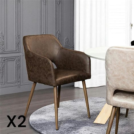 Fauteuil de table marron chocolat (lot de 2) (1/5)
