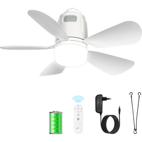 Ventilateur de Plafond Extérieur 50CM, 20000mAh avec Lampe et Télécommande Silencieux, Ventilateur Silencieux Plafond, Pergola, Terrasse, Tente ou Parasol (1/5)
