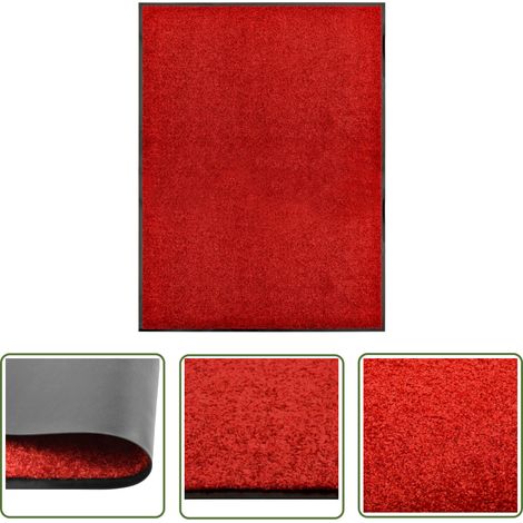 Tapis d'entrée Paillasson lavable  Tapis de porte Rouge 90x120 cm 39499 (1/5)
