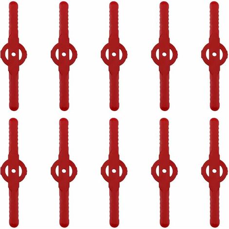 DEESSE SHOP - Lame de coupe-bordure en plastique, 10 lames de coupe en plastique remplacent l'ensemble d'outils de coupe-herbe sans fil, lames de rechange en plastique pour tondeuse à gazon(Rouge) (1/5)