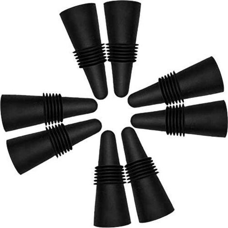 8 Stück Weinstopfen, wiederverwendbarer Silikon-Getränkeflaschenverschluss mit Griff für Korken, um Wein frisch zu halten - Schwarz (1/5)