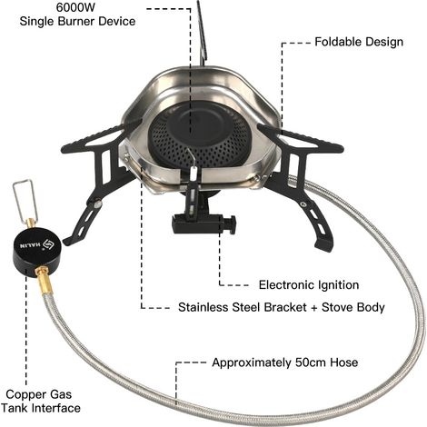 Réchaud à gaz de Camping coupe-vent 6000W, brûleur pliant pour randonnée et voyage (1/5)