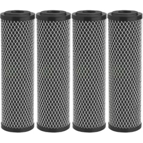 Lot de 4 filtres à eau au charbon actif de 25 cm (10 pouces) pour toute la maison. Filtre à charbon actif pour éliminer les sédiments, les goûts et les odeurs. Remplace les filtres à eau standard. (1/5)