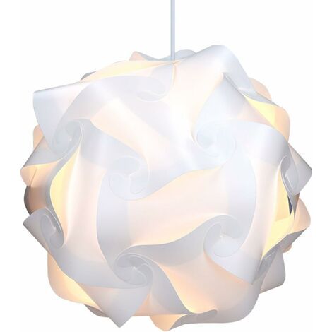 Lampe Puzzle Abat-jour - Luminaire IQ 30 pcs Plafond Chevet lumière blanche - Diamètre env 40 cm - Avec câble interrupteur douille E27, gris (1/5)