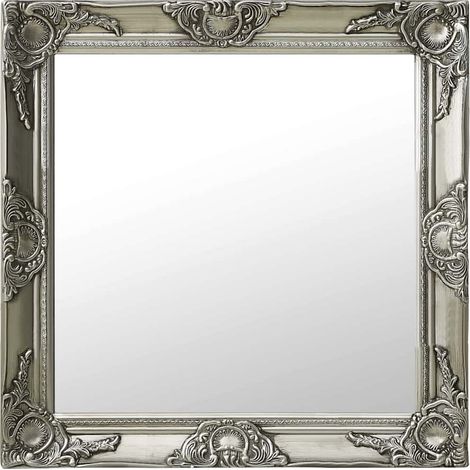 vidaXL Specchio da Parete Stile Barocco 60x60 cm Argento