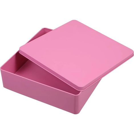 Grande boîte de rangement carrée en métal avec couvercle pour biscuits, en-cas et récipients métalliques, organisation de la cuisine, 20 x 20 x 5,5 cm (1/5)