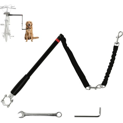 Laisse pour chien pour vélo - PawHut - facile à installer et amovible - acier et polyester - 124 cm - noir