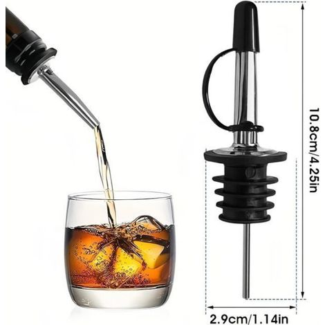 Bec Verseur - Acier Inoxydable Alimentaire et Silicone Résistant - Compatible Bordeaux Champagne Whisky Gin Vinaigre Huile Sirop - Lot de 3 (1/5)