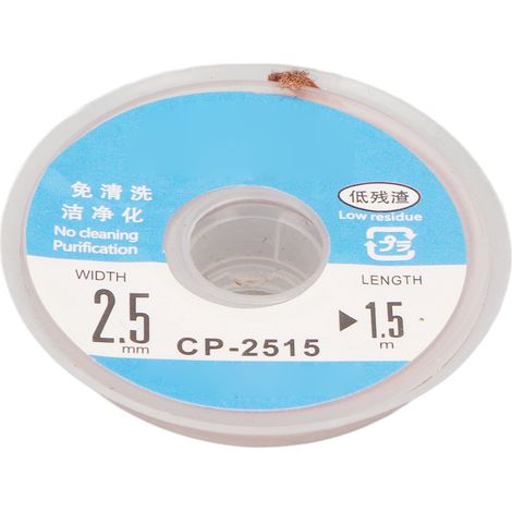 Mèche à dessouder souple à faible résidu d'étain, sans nettoyage, de 1,5 m de longueur, pour circuits imprimés CP 2515 (1/5)
