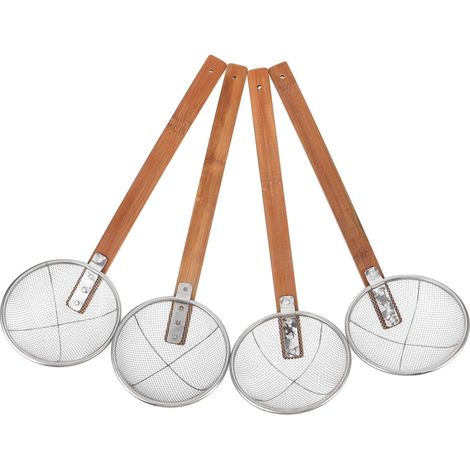 Écumoire à Fentes en Acier Inoxydable avec Manche en Bois, Lot de 4 (1/5)