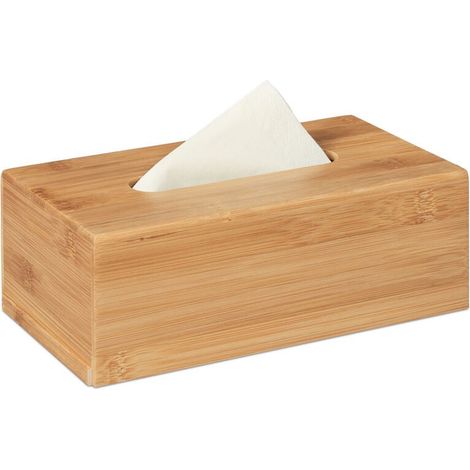 2 Bambus-Taschentuchboxen, Aufbewahrungsboxen aus Holz für Badezimmertaschentücher, 7,5 x 24 x 12 cm, Natur (1/5)