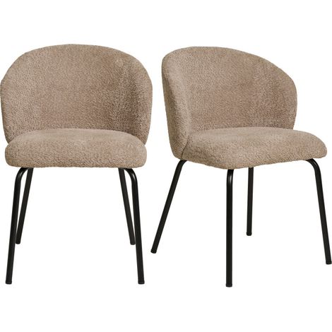 SOPHIE- Chaise en tissu bouclé beige (x2) (1/5)