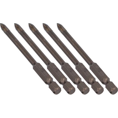 Lot de 5 forets cruciformes à queue hexagonale de 6,35 mm (1/4 po) pour carrelage, verre, céramique et béton, outil en alliage dur de 5 mm (1/5)