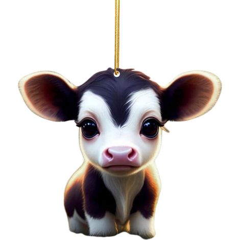 Ornement créatif de Noël : Buffle des Highlands, sapin de Noël, décoration de plateau Yak, pendentif en acrylique. (1/2)
