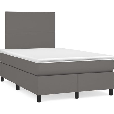 Sommier à lattes de lit matelas LED gris 120x190 similicuir (1/5)