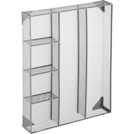 Organizer da scrivania in metallo 6 x 38 x 30 cm con 6 scomparti funzionali design essenziale in metallo nero 130006186