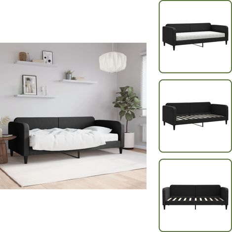Tagesbett mit Matratze Schwarz 90x190 cm Stoff - Tagesbett - Schlafsofa - Gästebett - Doppelbett - Sofa Bett Kombination (1/5)
