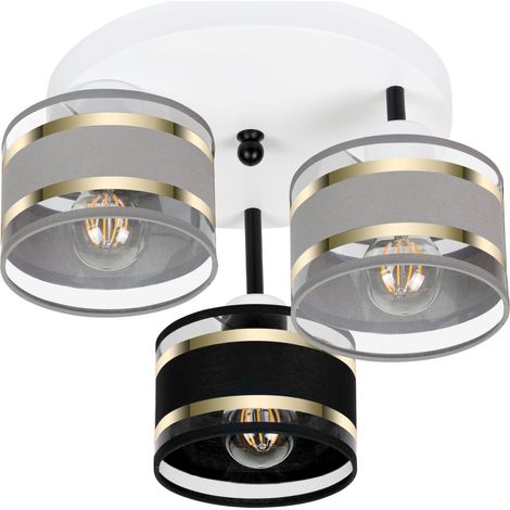 Plafoniera bianca con paralumi, in metallo industriale, 3xE27, illuminazione LED moderna per soggiorno, cucina, camera da letto, cameretta dei bambini, loft (1/5)
