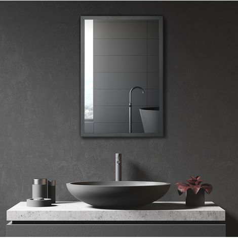 CHICFURN Armario con espejo de baño 40 x 12 x 60 cm negro, mural, 3 estantes (1/5)