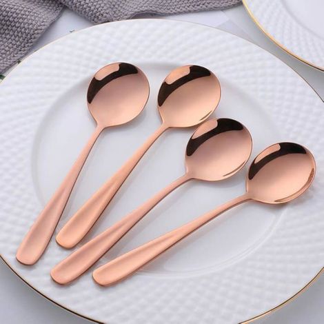 Cuillère - Inoxydable 18/10 - 17,5 cm - Pour Table Soupe Porridge - Lot de 6 (1/5)