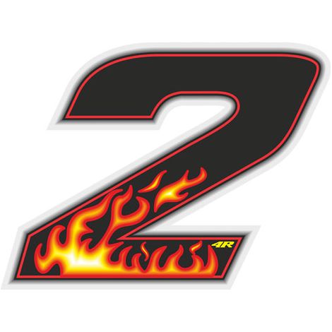 Numeri Adesivi Flames - Dimensione: 65 X 85 MM - Numeri: 2