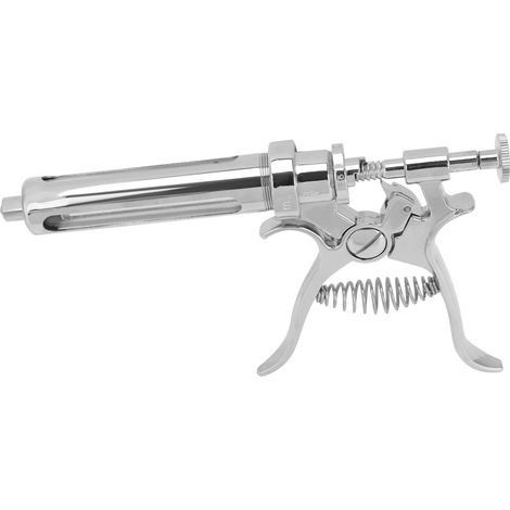 Seringue semi-automatique métallique antirouille pour l'injection de produits antirouille dans le bétail, destinée à l'équipement vétérinaire (seringue de 20 ml). (1/5)