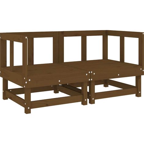 Maison Exclusive - Garten-Ecksofas 2 Stk. Honigbraun Massivholz K (1/5)