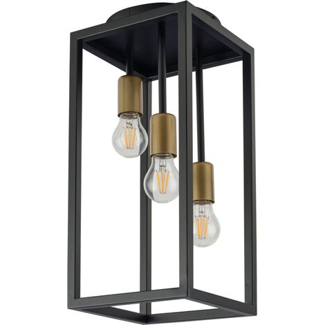 Plafoniera loft nero-oro 3 luci Vigo E27 15W Sigma Lighting