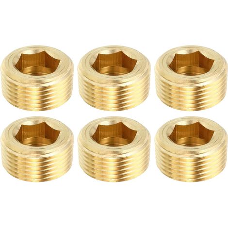 1/8" NPT Laiton Hex Tête Fraisée Prises, 8 Paquet Compteur Coulé Interne Filetage Douille Tuyau Bouchons Mâle Raccords, pour Eau Huile Gaz - 3/4"NPT (1/5)