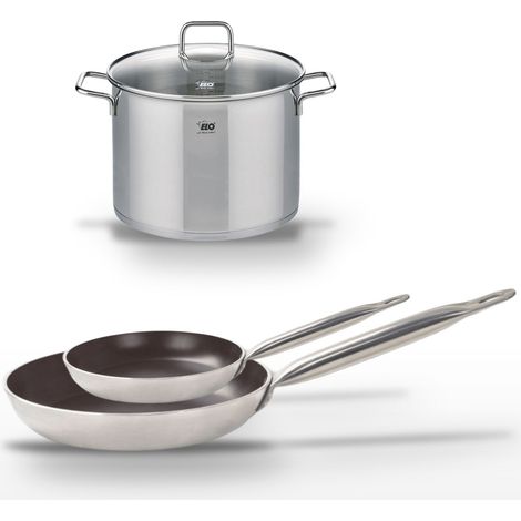 Lot de 2 Poêles 24/32 cm céramique sans PFAS Elo Bistro Line et Faitout 26 cm Elo (1/4)